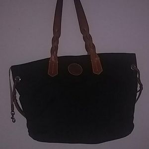 Dooney and Bourke black canvas and leather tote